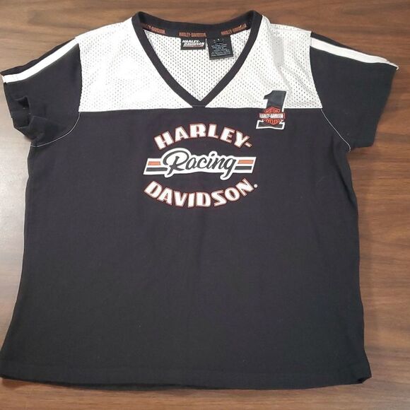 Harley Davidson Racing Short Sleeve Jersey Patch T-Shirt Tee Shirt Large - Picture 1 of 10